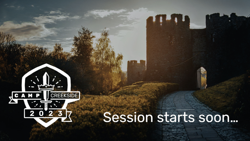 camp creekside 2023 slideshow castle graphic