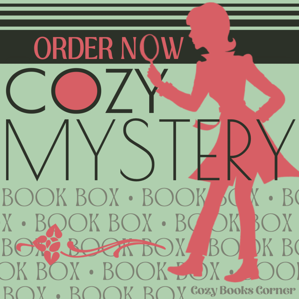 Silhouette of a detective looking through a magnifying glass at a book promo