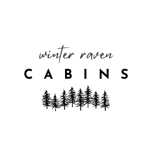 Winter Raven Cabins logo black & white