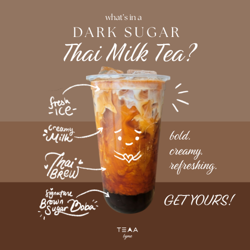 Ingredients that go into a Thai Milk Tea social media graphic