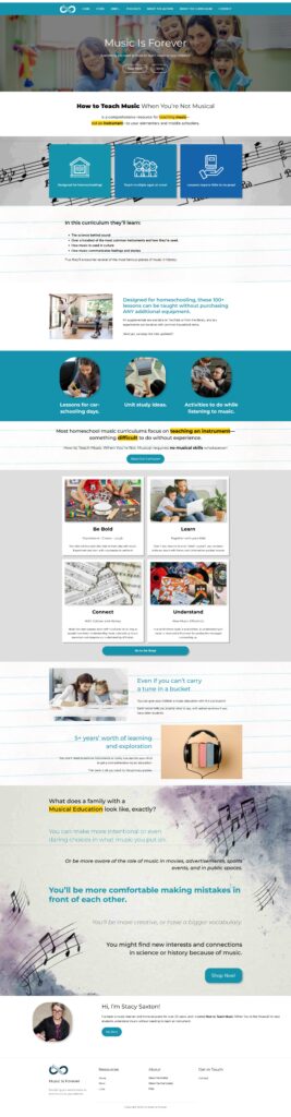 Homepage for a music education website