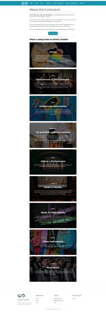 About page for a music education website