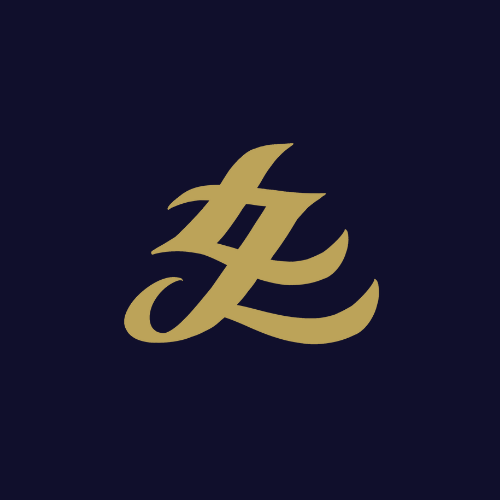 An asian fantasy scripted logo with the initials L and J embedded